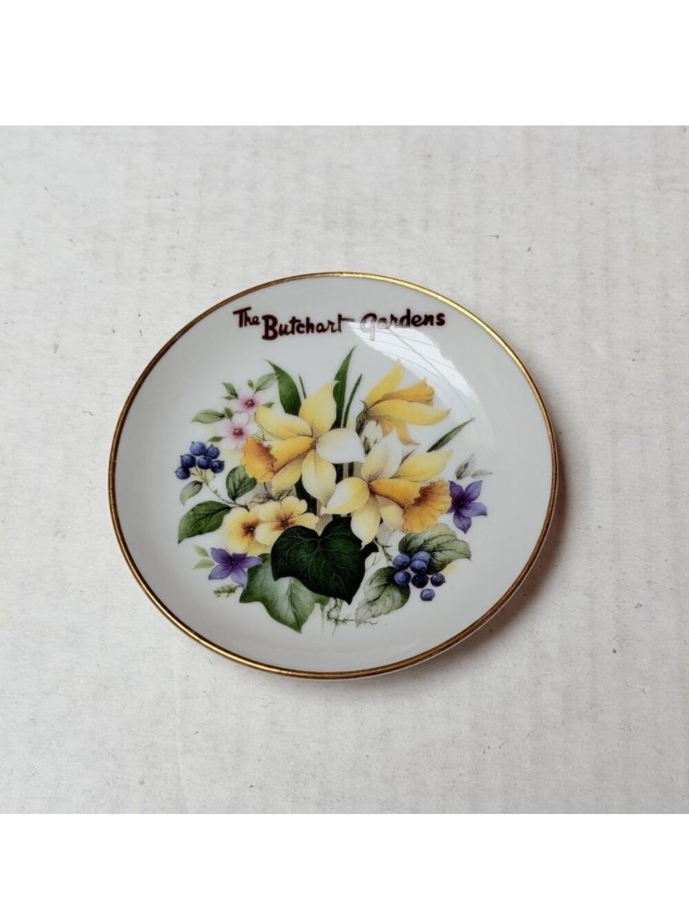 Butchart Gardens Trinket Dish Fine Bone‎ China Made England Vanity Daffodils